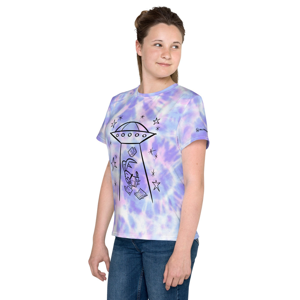 Youth tie-dye t-shirt with alien graphic