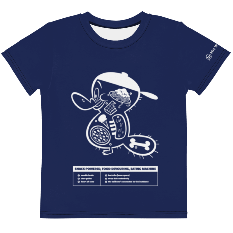 Blue t-shirt with cartoon platypus graphic design