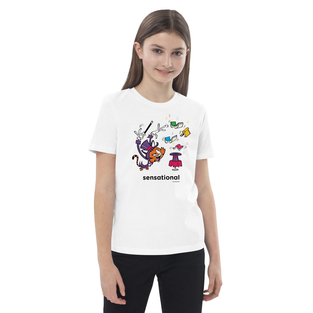 White organic cotton kids t-shirt with fun graphic