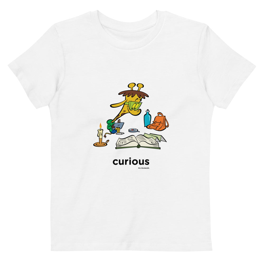 White organic cotton kids t-shirt - Curious design