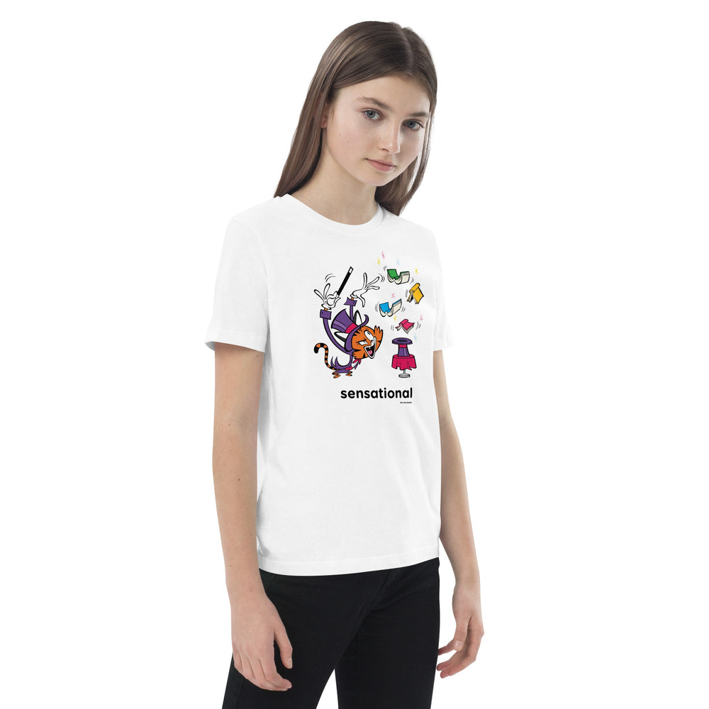 White organic cotton kids t-shirt with cartoon design