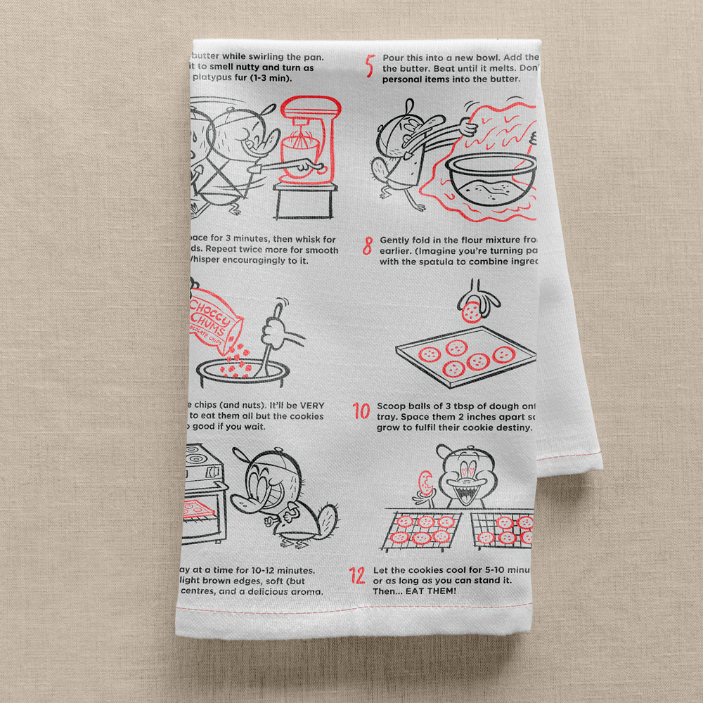 Teatowel with illustrated cookie recipe