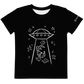 UFO-themed t-shirt design with rabbit reading books