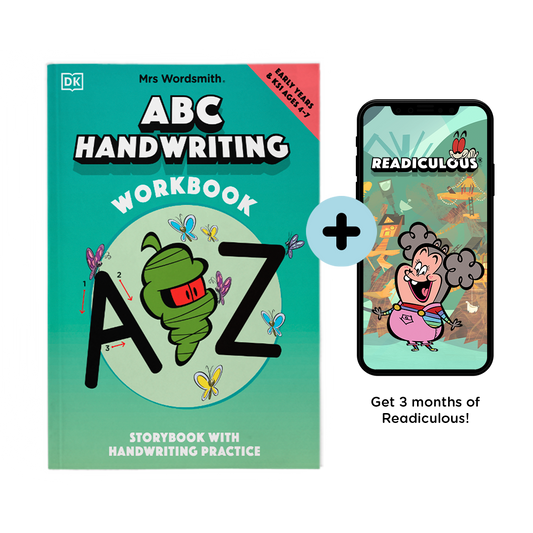 ABC Handwriting Workbook with Readiculous app mock