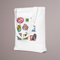 Cotton tote bag with cartoon characters