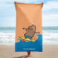 Beach towel with cartoon surfer