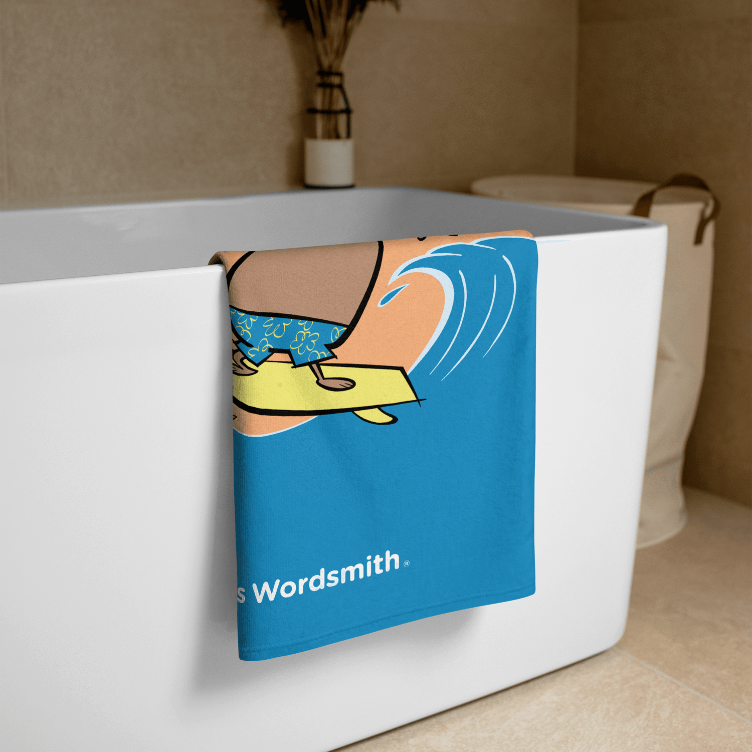 Beach towel with surfer design