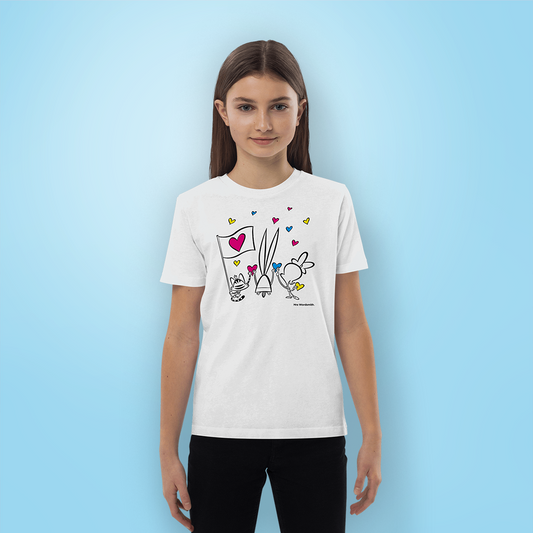 Kids' Solidarity T-shirt with heart and bunny drawing