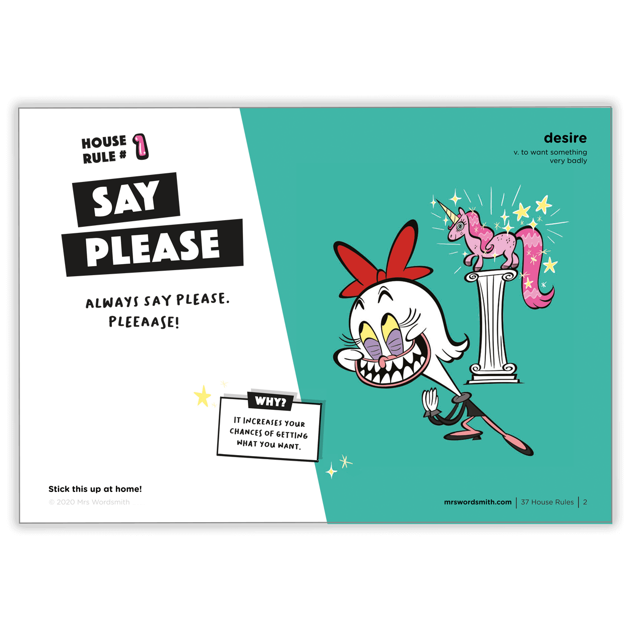 Say Please with cartoon art