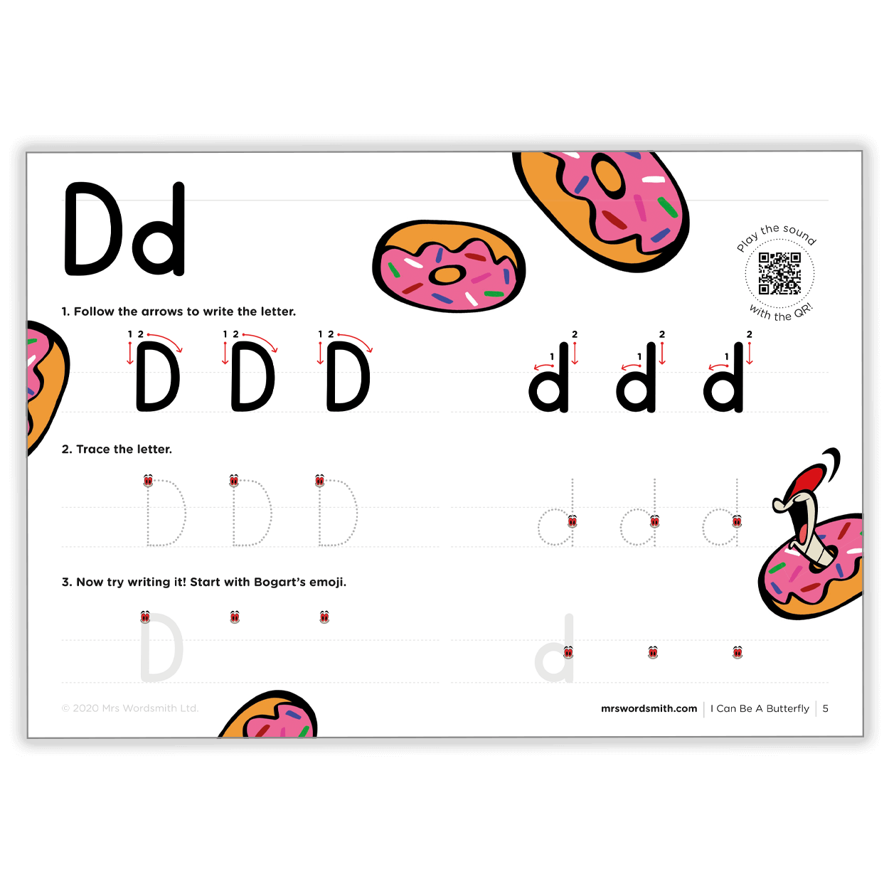 ABC Handwriting letter D tracing worksheet