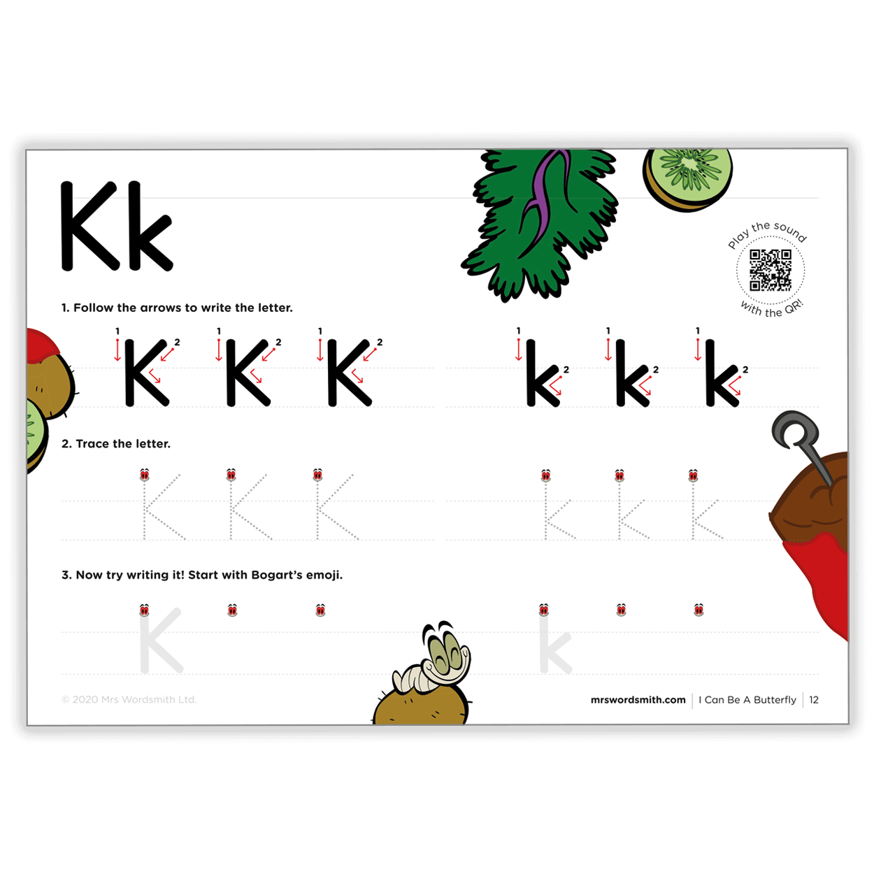 K letter writing practice sheet