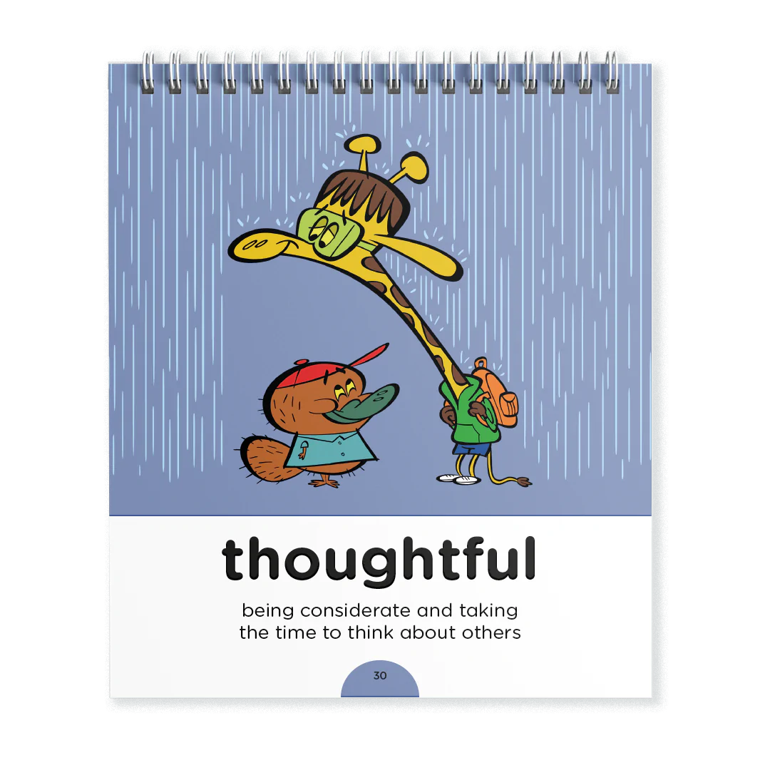 Thoughtful giraffe and platypus