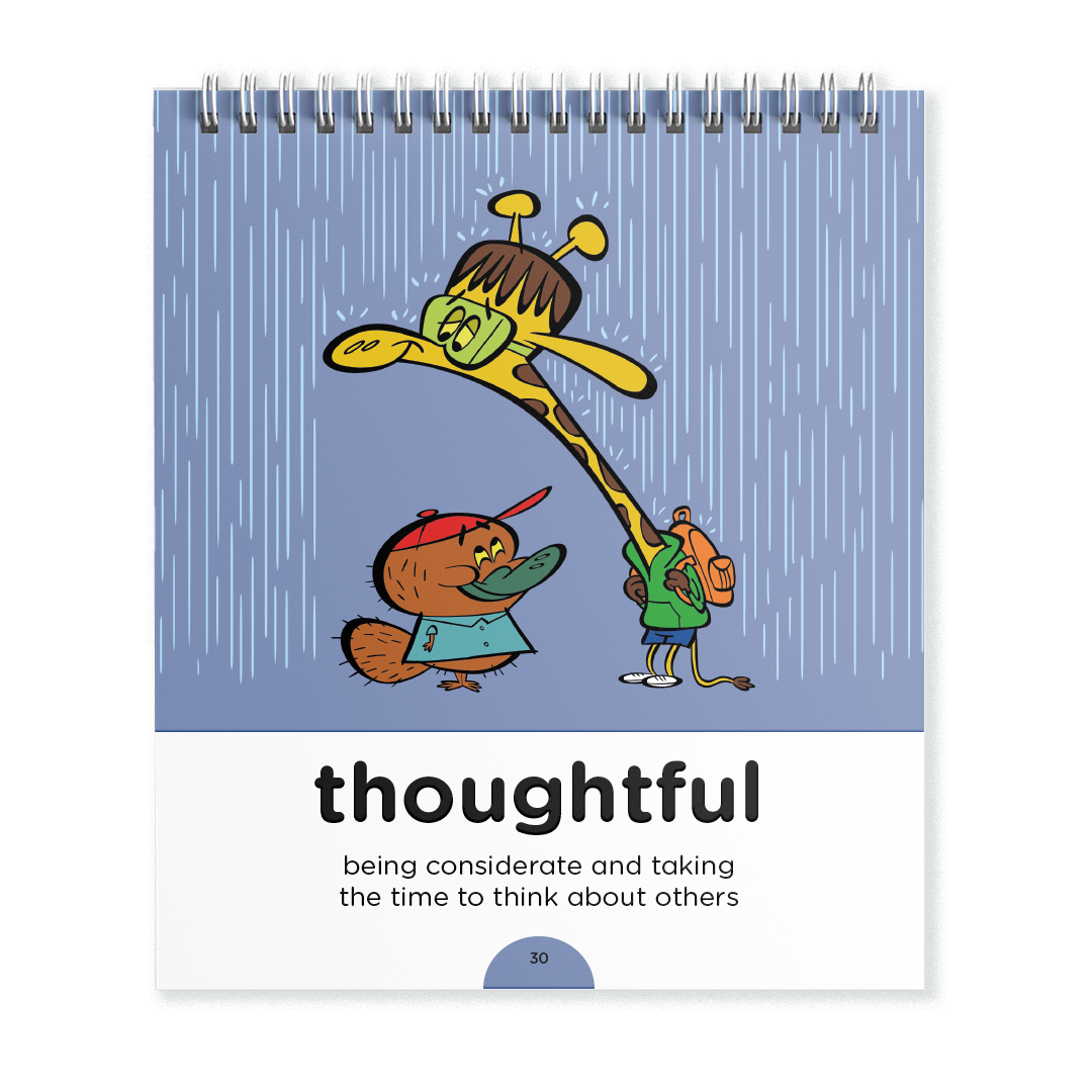 Thoughtful giraffe and platypus