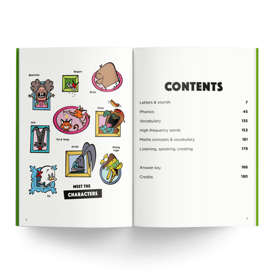 Colossal DK book contents & character page