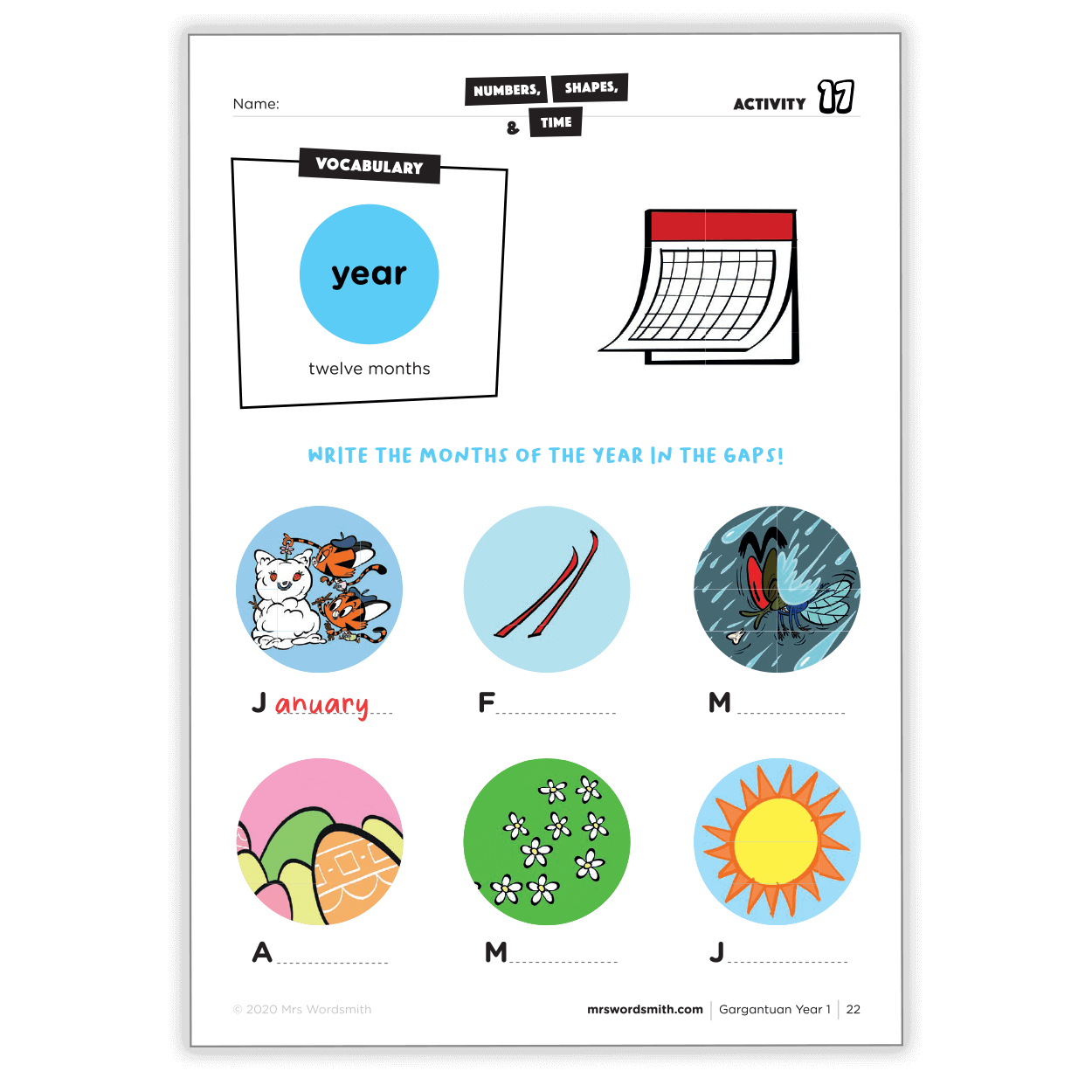 Months of the Year Worksheet