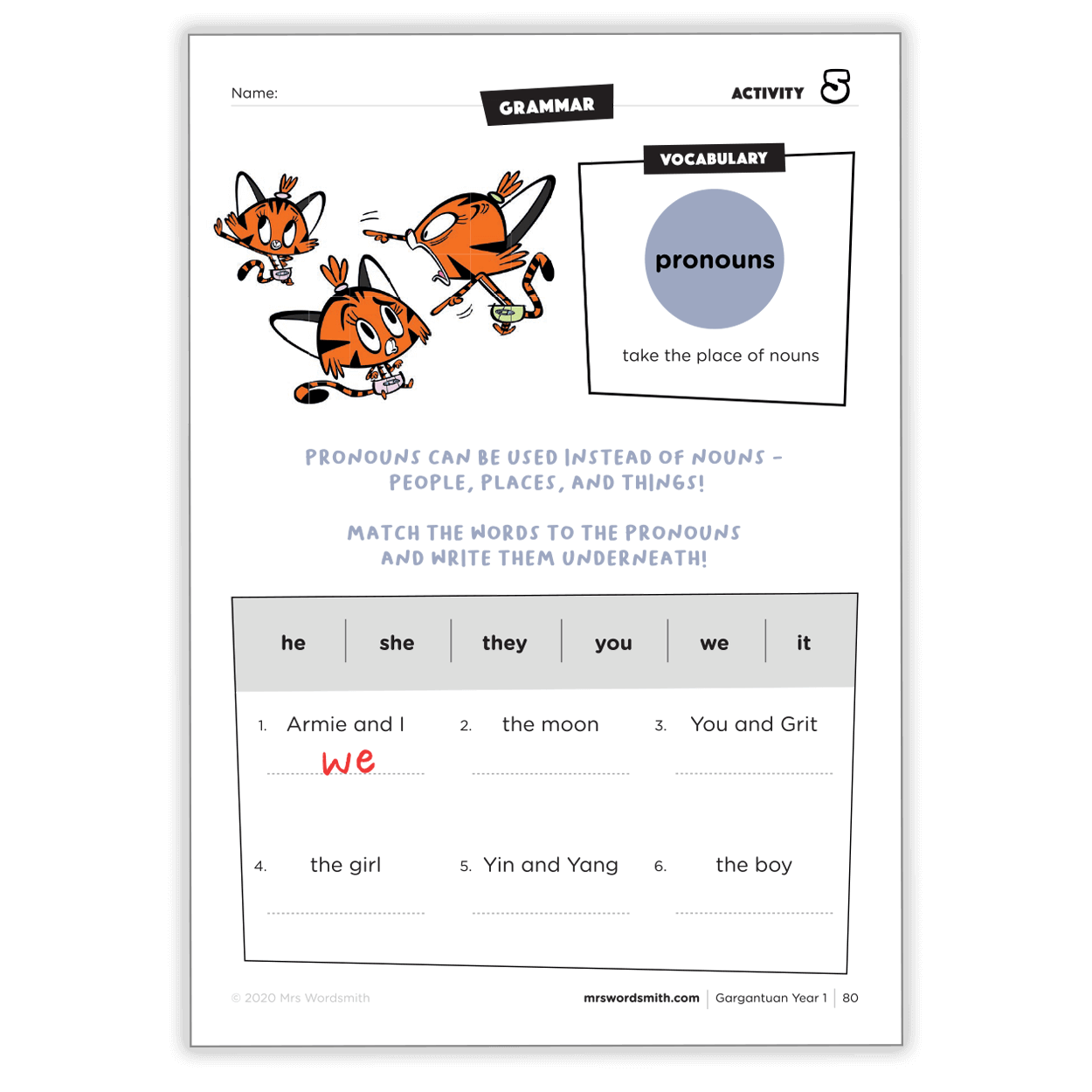Match pronouns to words (Gargantuan Carousel 7)