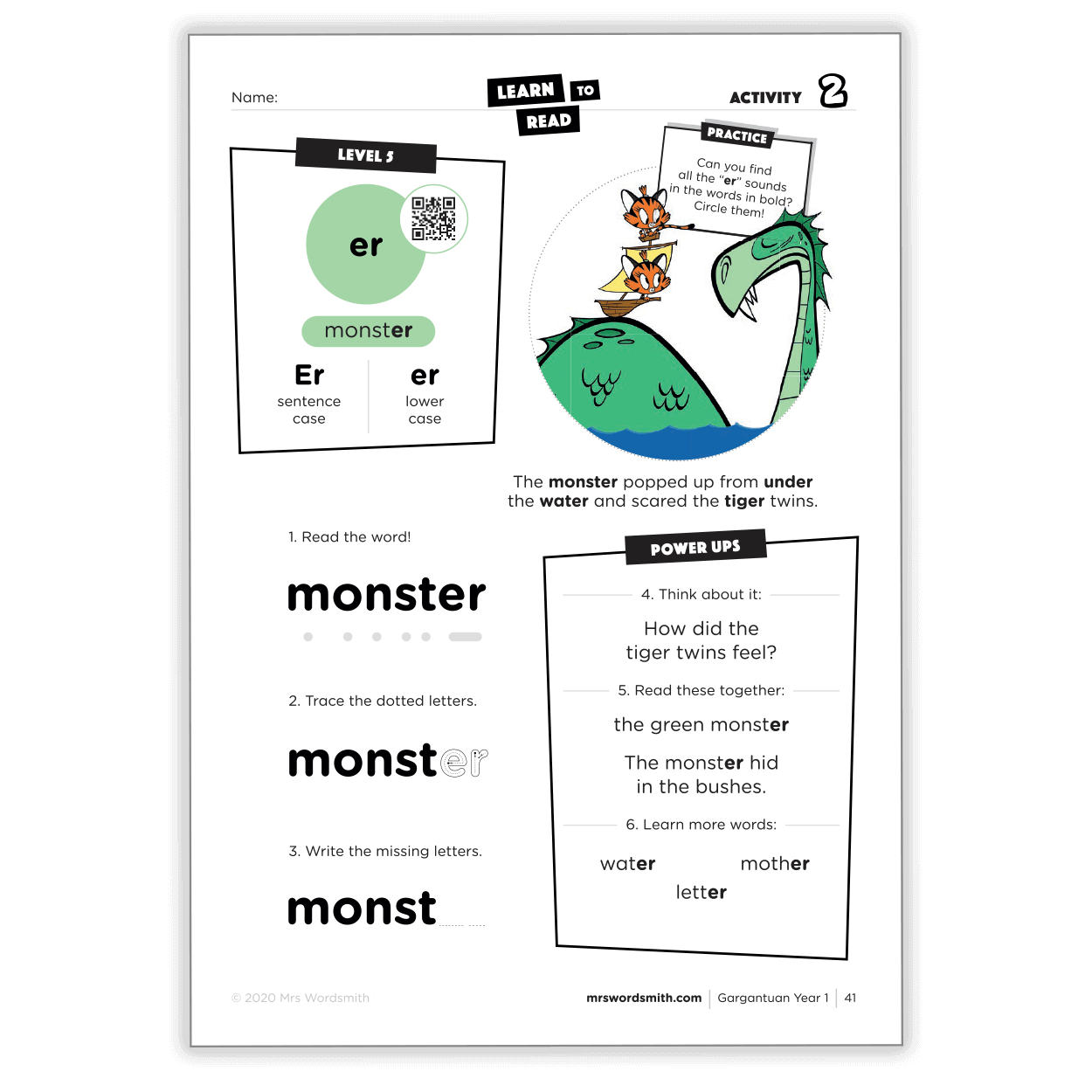 Monster worksheet
