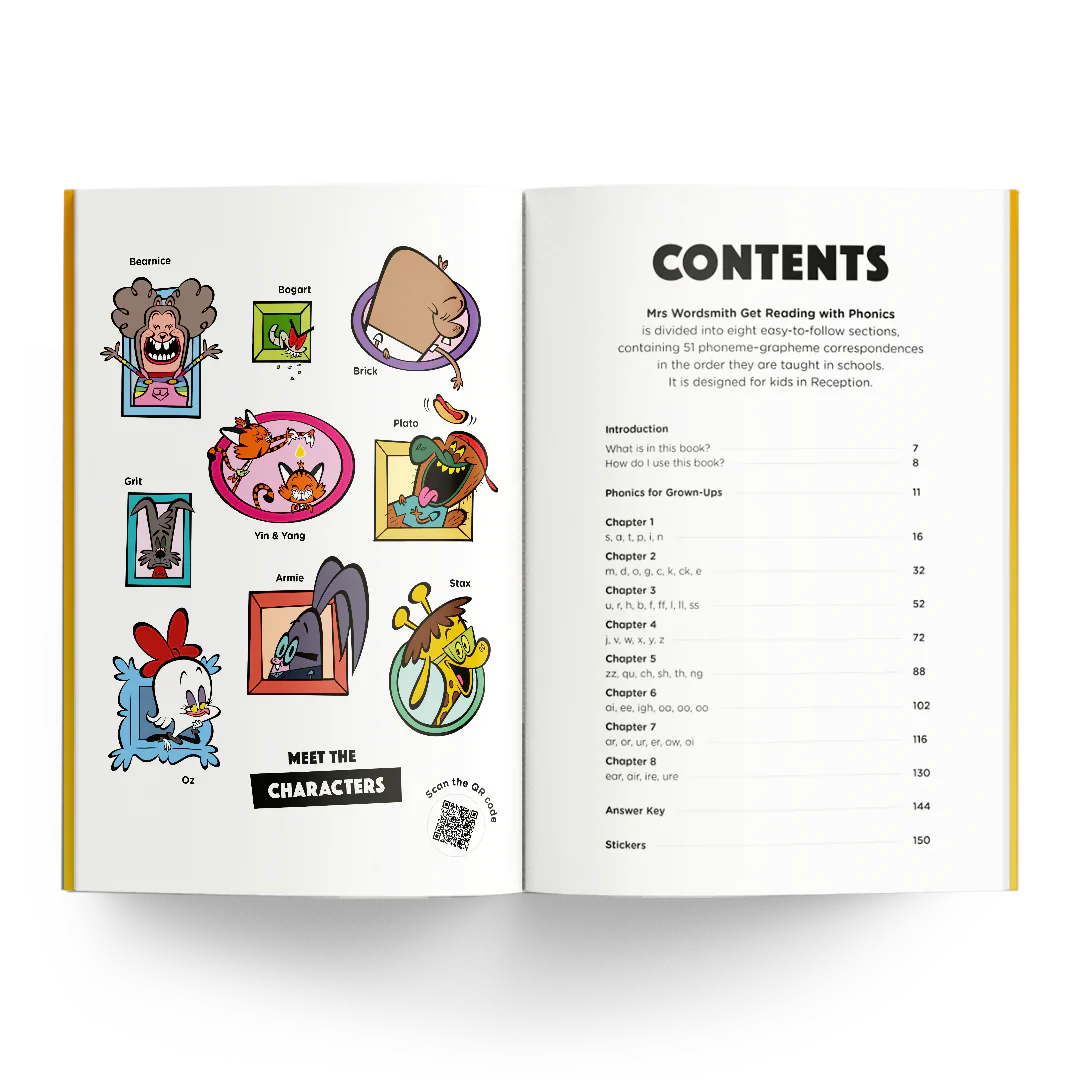 Get Reading with Phonics book carousel - Meet the Characters & Contents