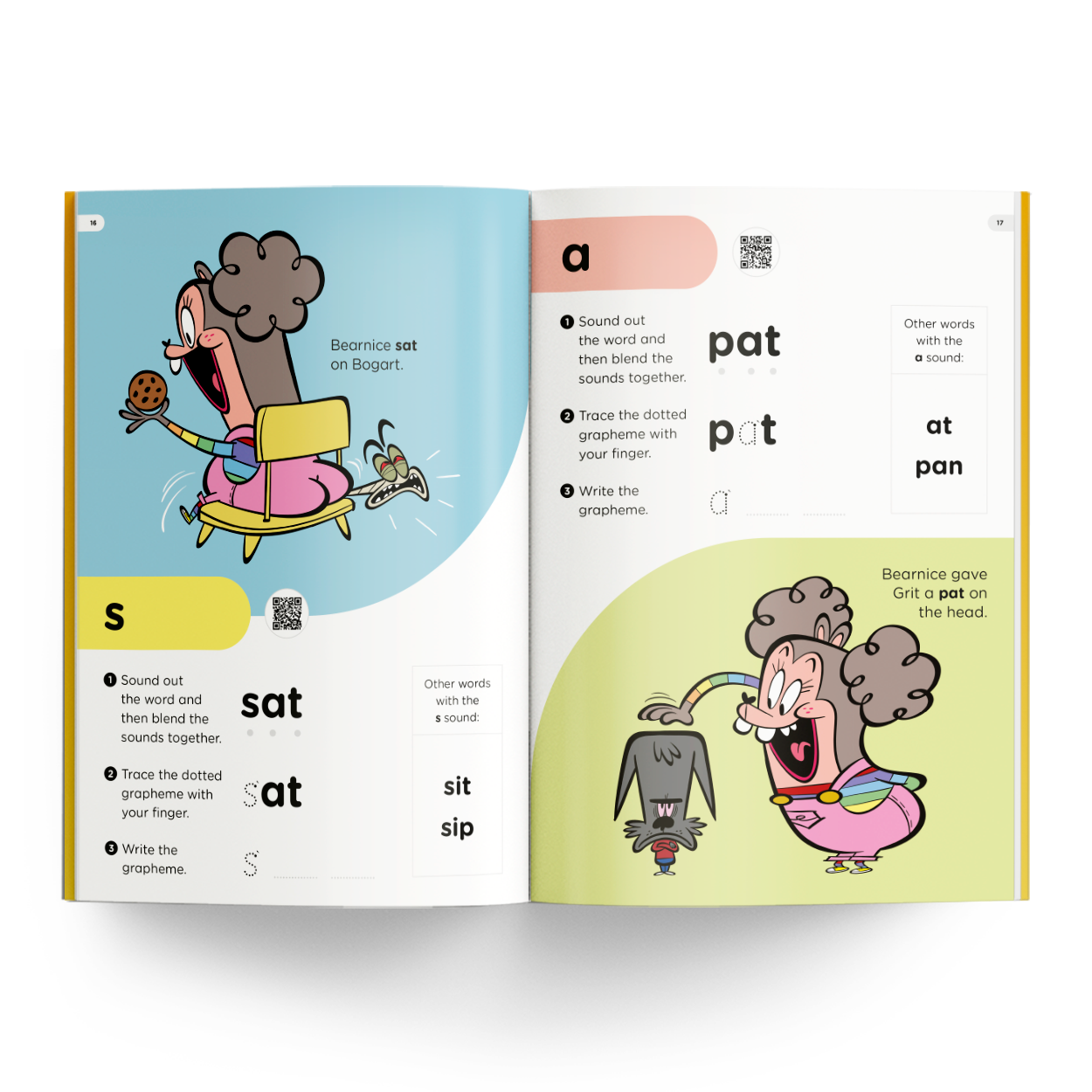 Get Reading with Phonics book carousel - sat word example