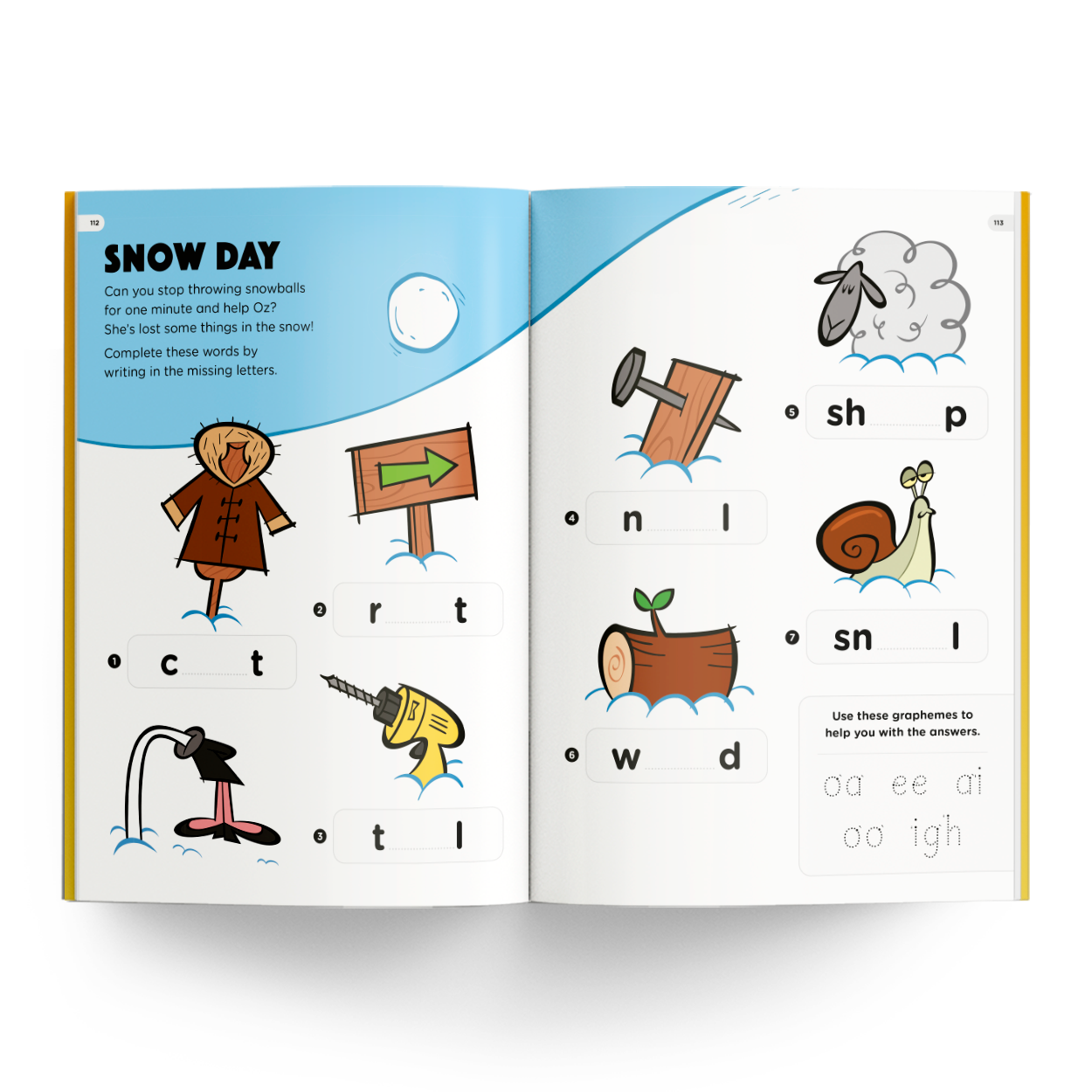 Get Reading with Phonics Snow Day activity page