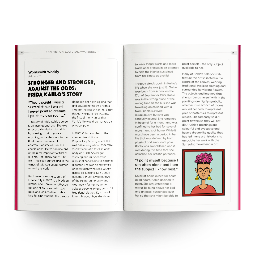 Grade 5 Frida Kahlo workbook story