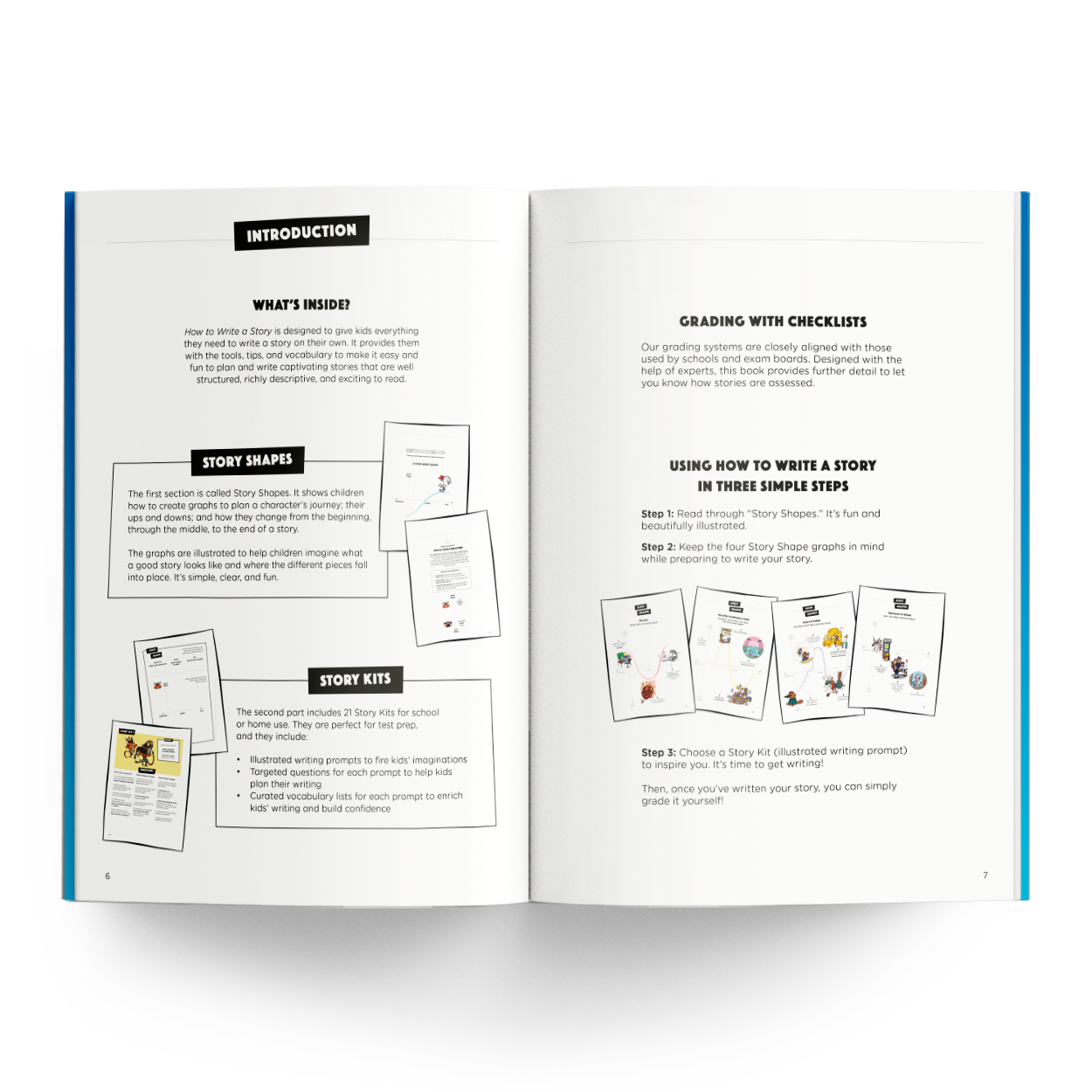 Book pages with story shapes & steps