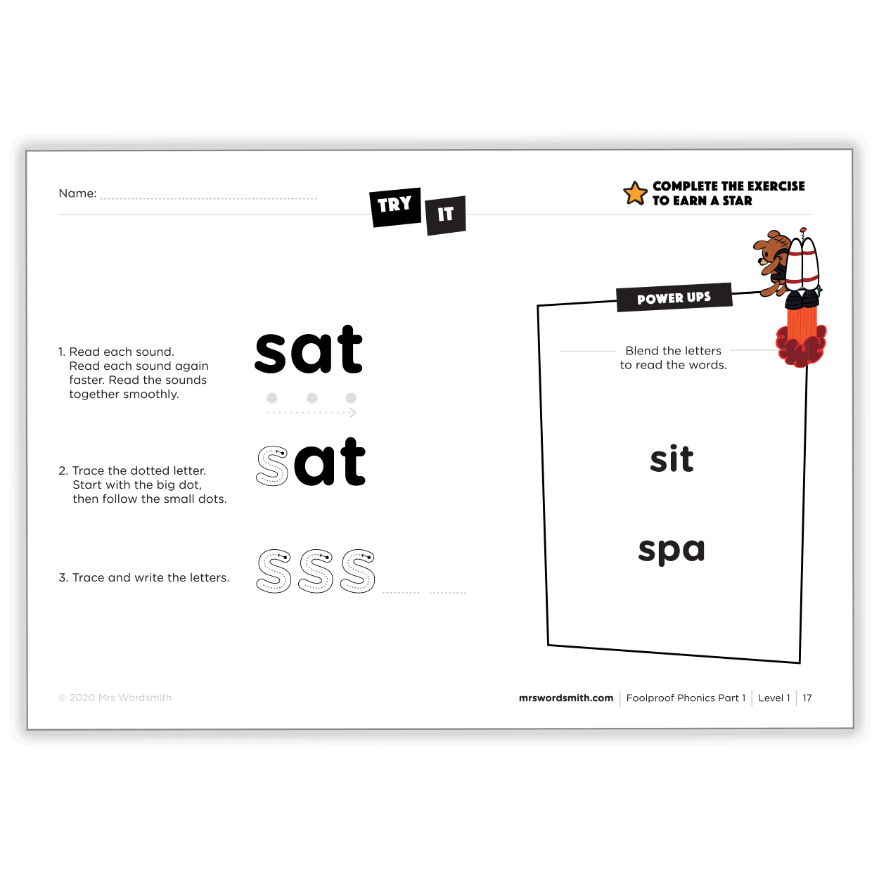 Learn to read sat, sit, spa