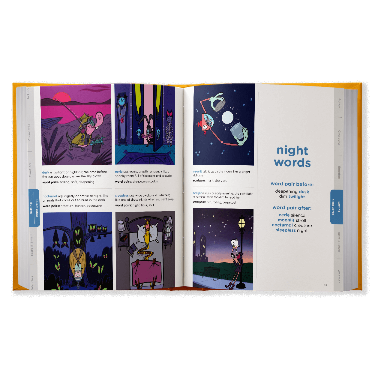Night words in illustrated book