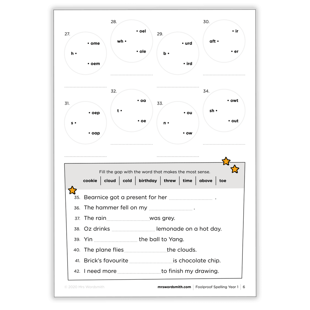 Complete the sentence worksheet