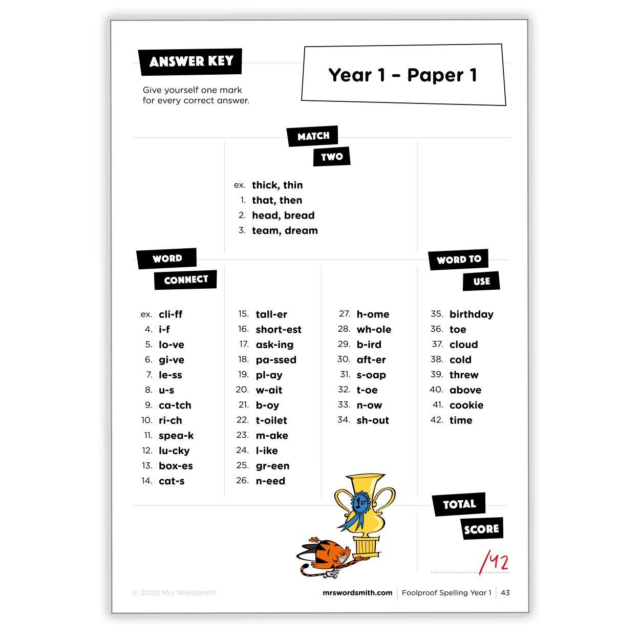 Paper 1 Answer Key