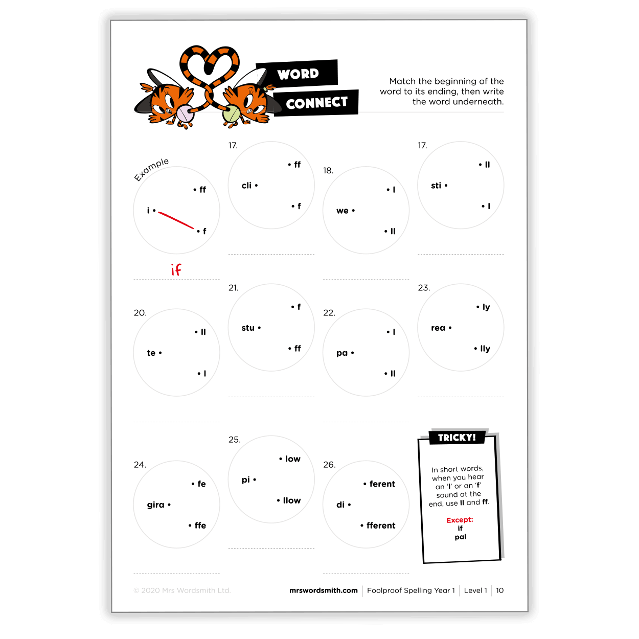 Word connect activity for Year 1 students.