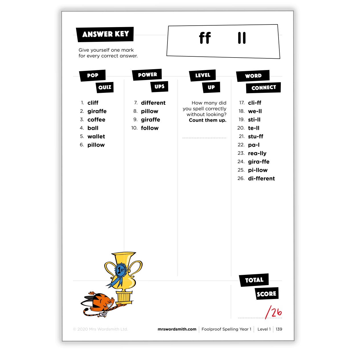 Spelling Y1 Target - ff words quiz carousel 9