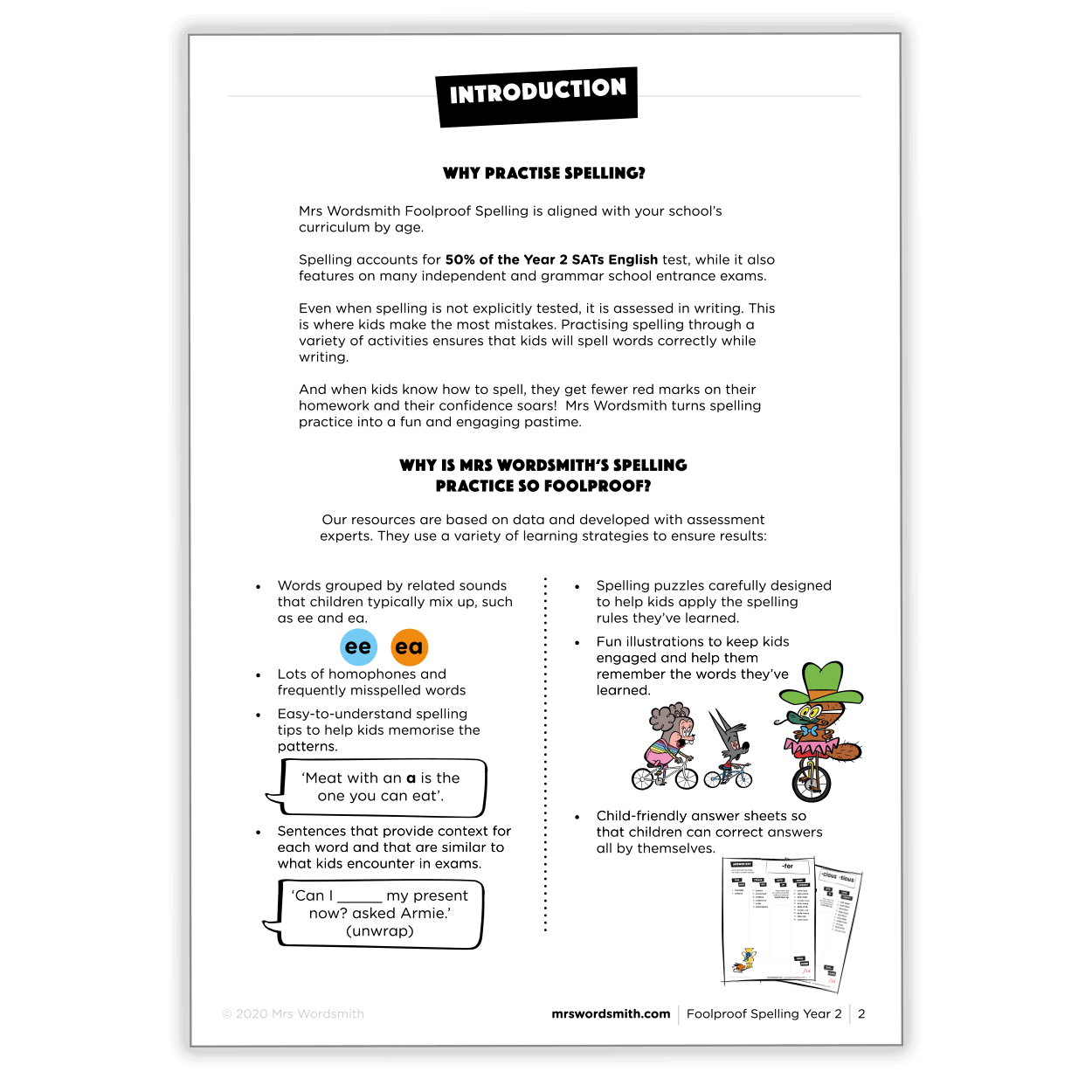 Year 2 Spelling Practice Introduction Page