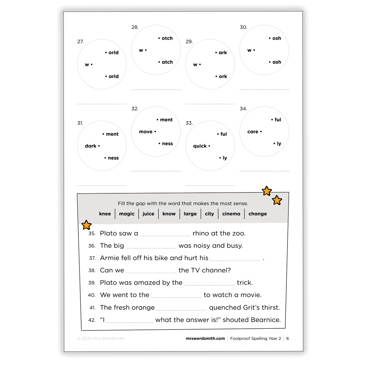Spelling Year 2 mixed words carousel activity 7