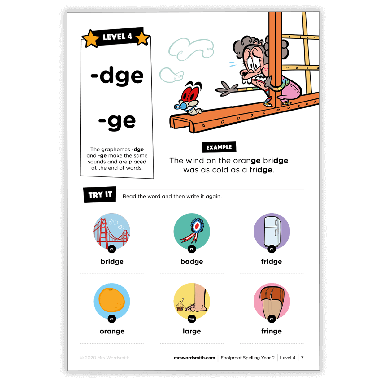 '-dge and -ge words, carousel example