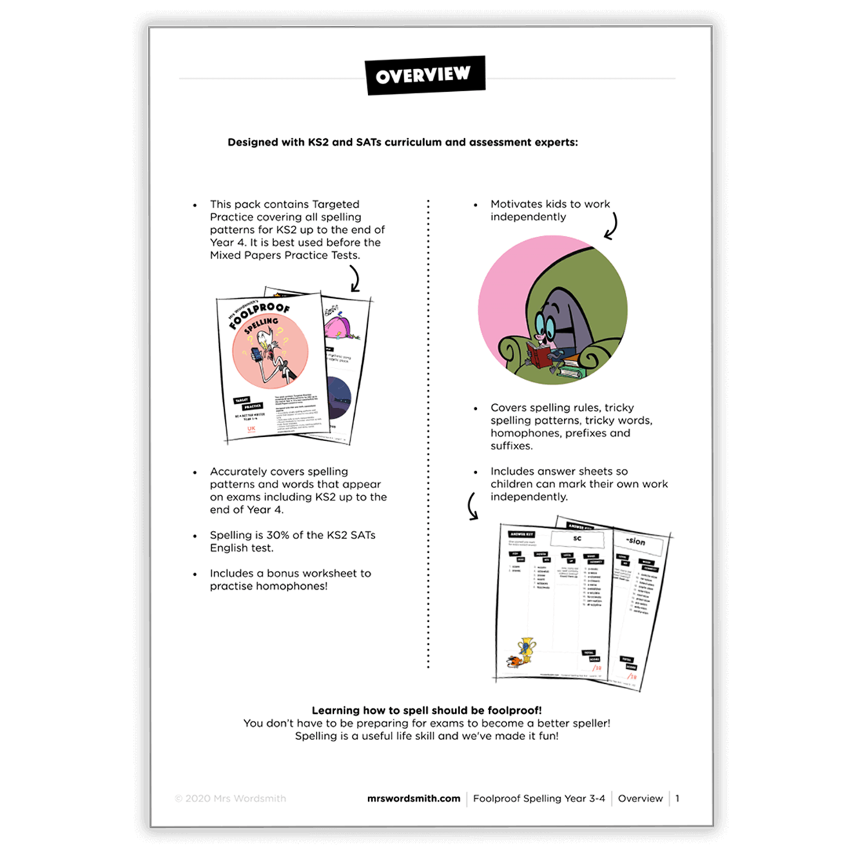Year 3-4 Spelling Practice Pack Overview