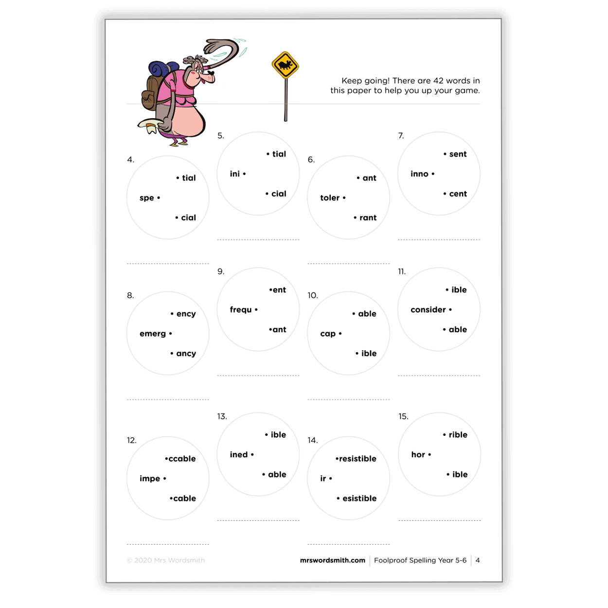 Spelling practice Y5-6 mixed words carousel 5