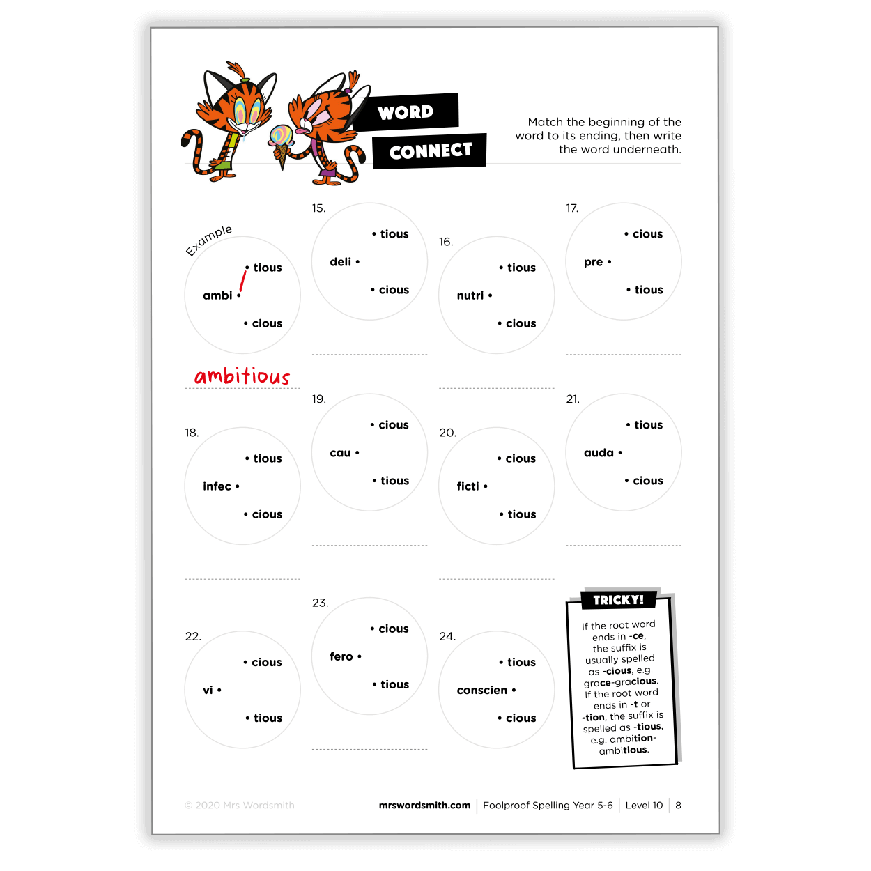 Spelling Y5-6 Word Connect Worksheet