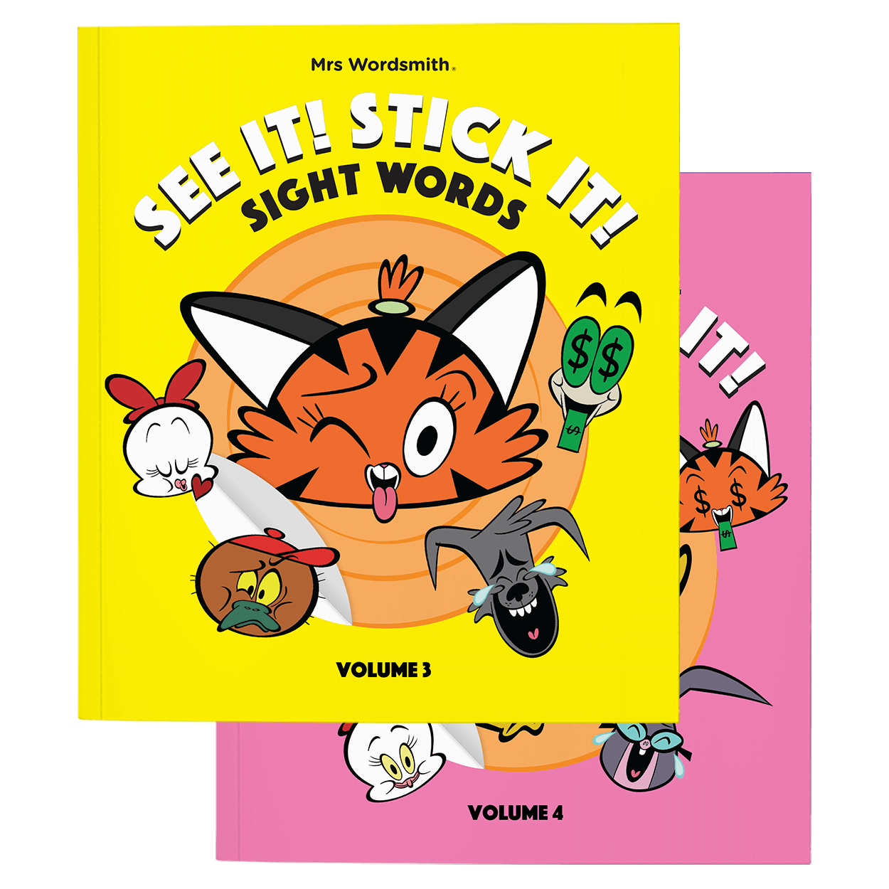 See It! Stick It! Sight Words book carousel image, Volumes 3 & 4.