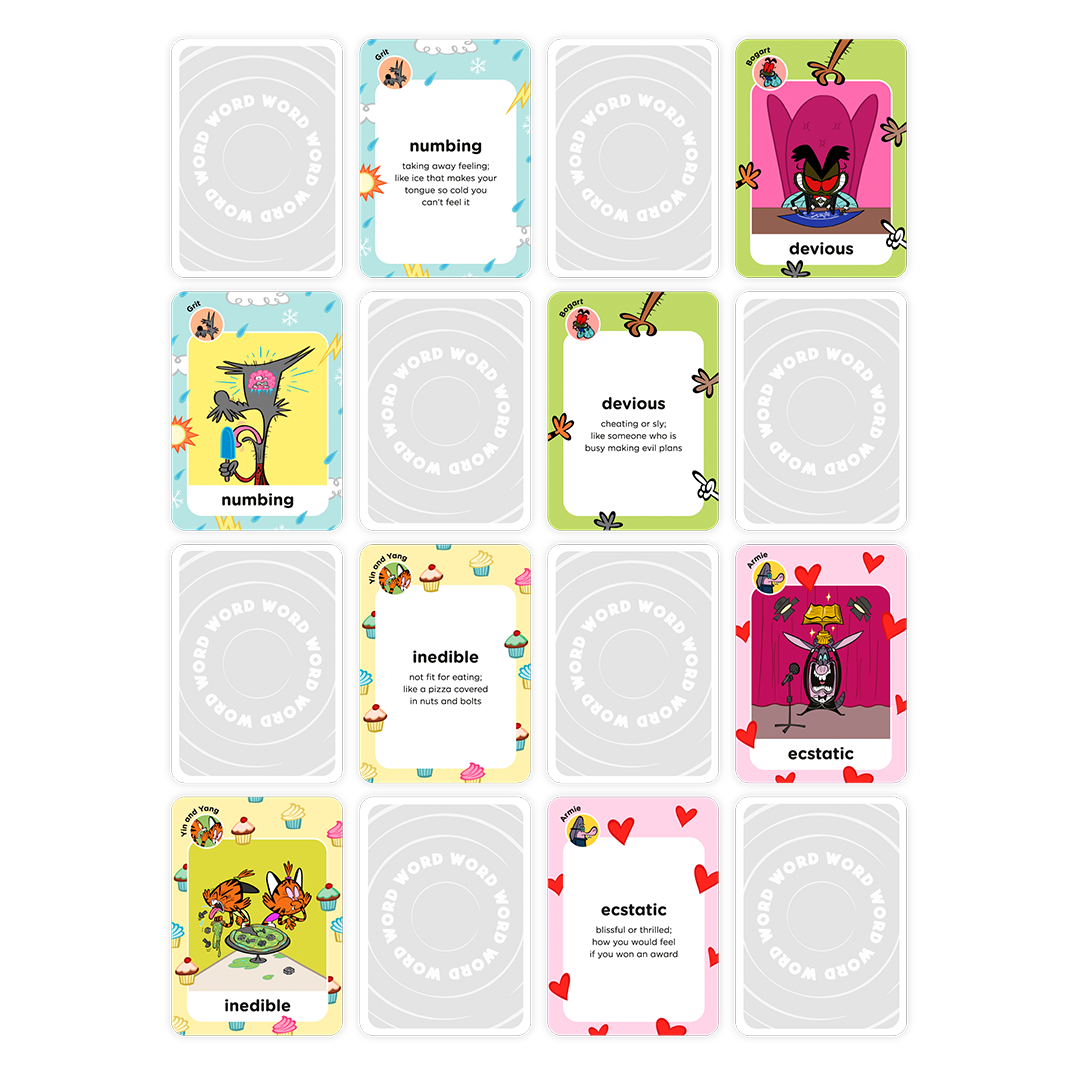 Word cards with definitions.