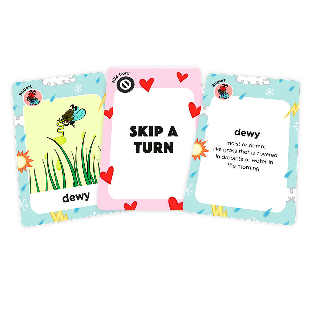 Vocabularious US card game carousel - dewy and skip a turn cards