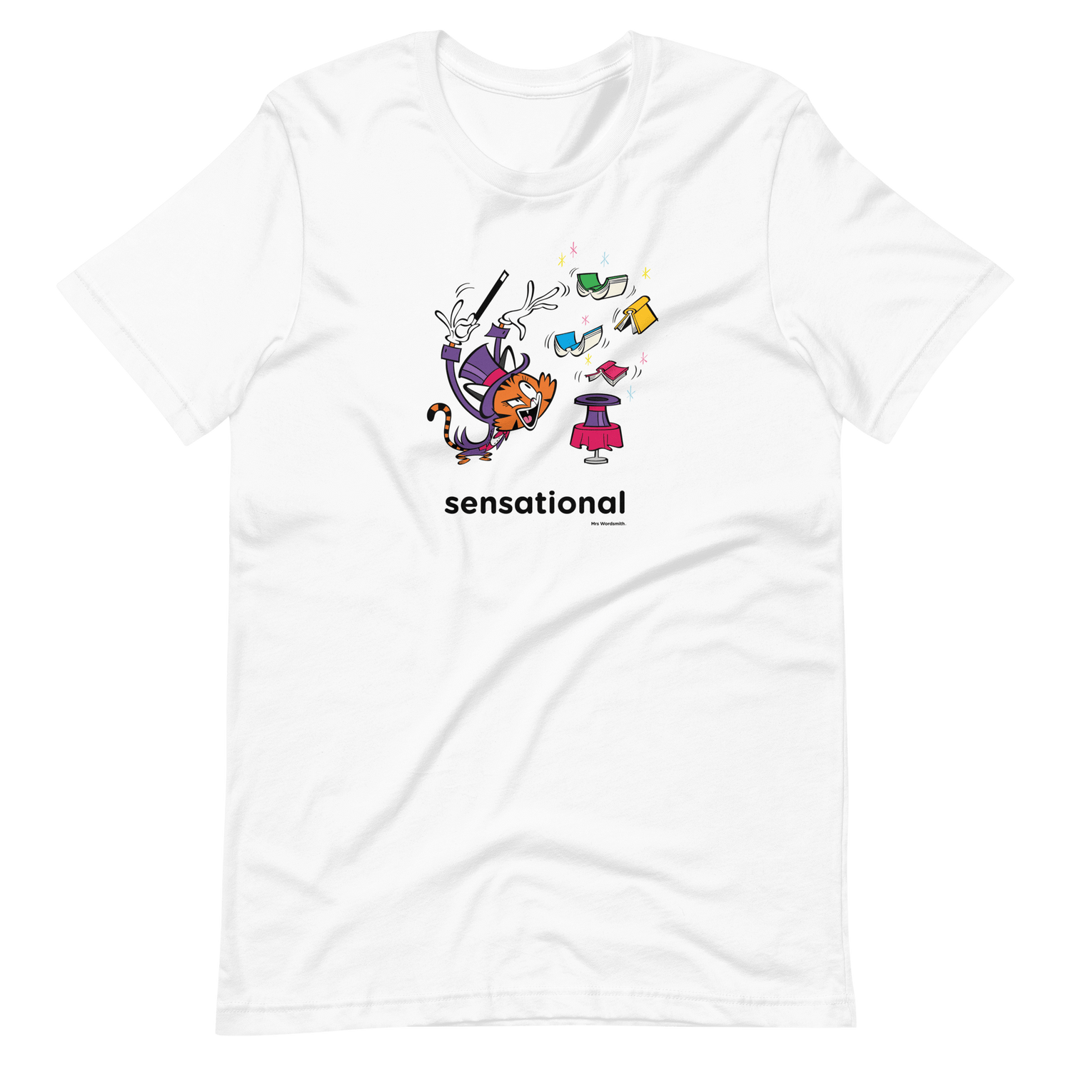Sensational adult t-shirt with cartoon magician design