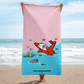 Beach towel with cartoon otter in water