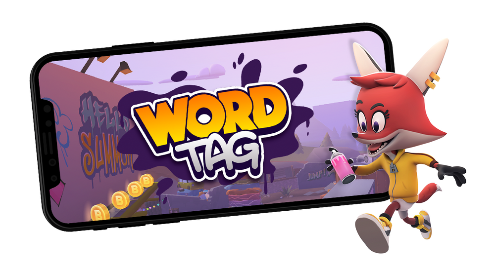 Fox character & game on phone