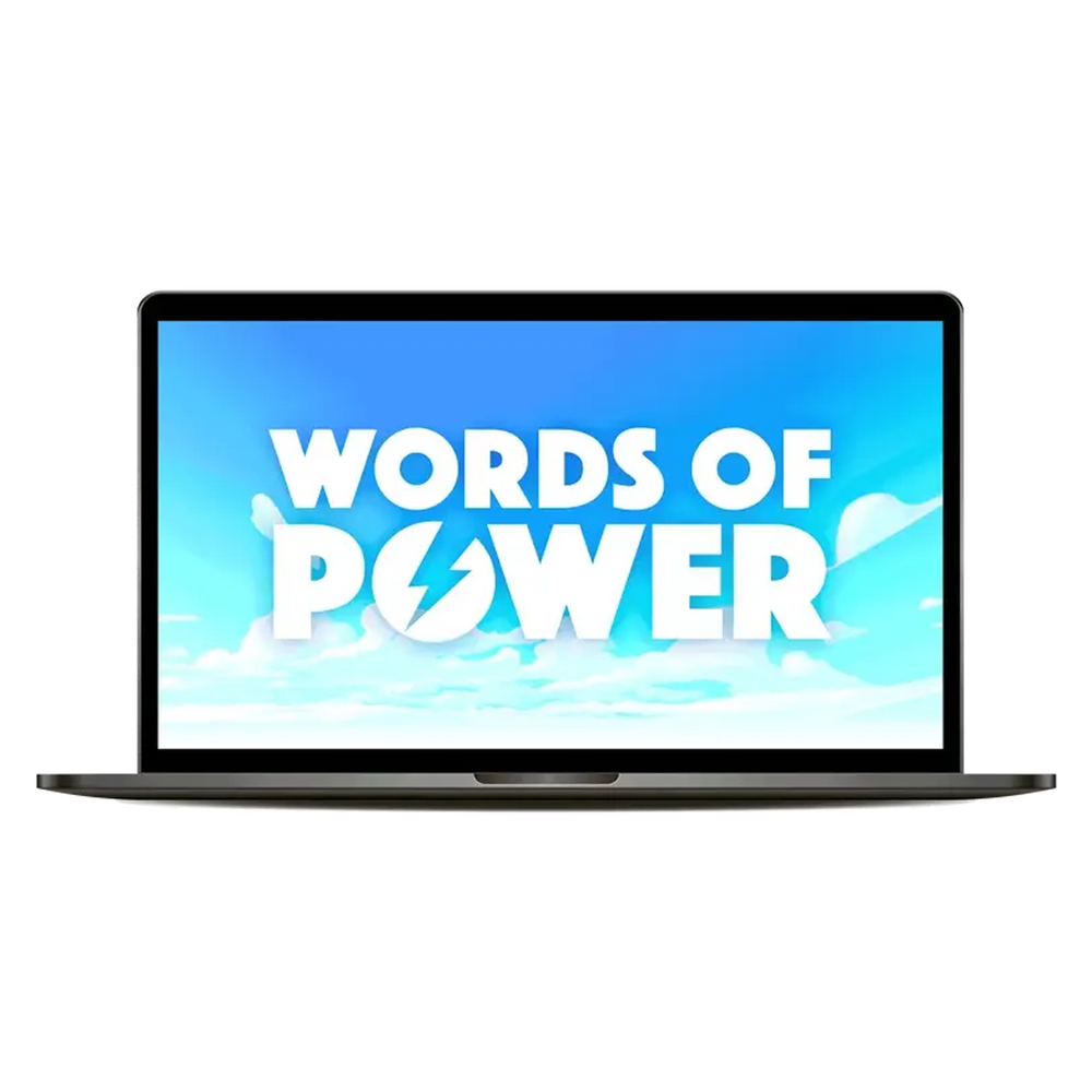 Words of Power on laptop screen
