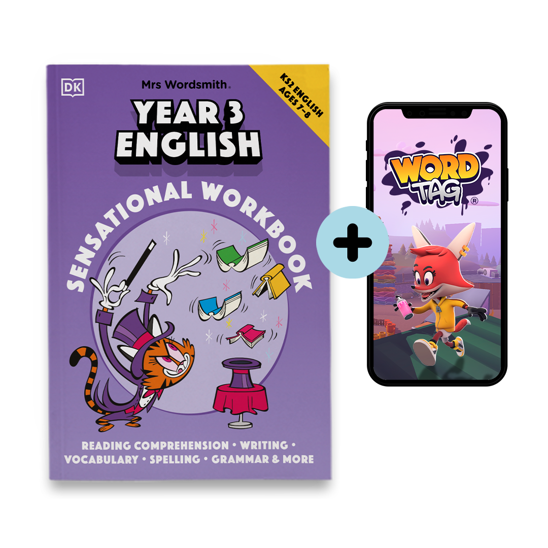 Year 3 English workbook with Word Tag game