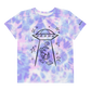 Tie-dye shirt with alien bunny design.