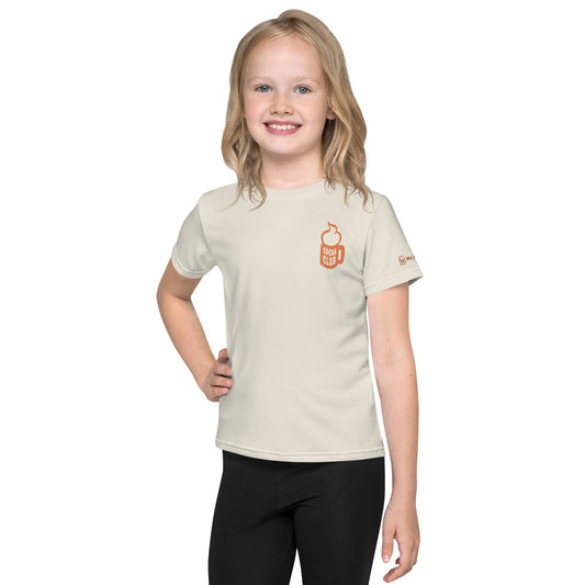Girl wearing white kids' crew neck t-shirt with print