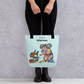 Black 15x15 front tote bag with hilarious graphic