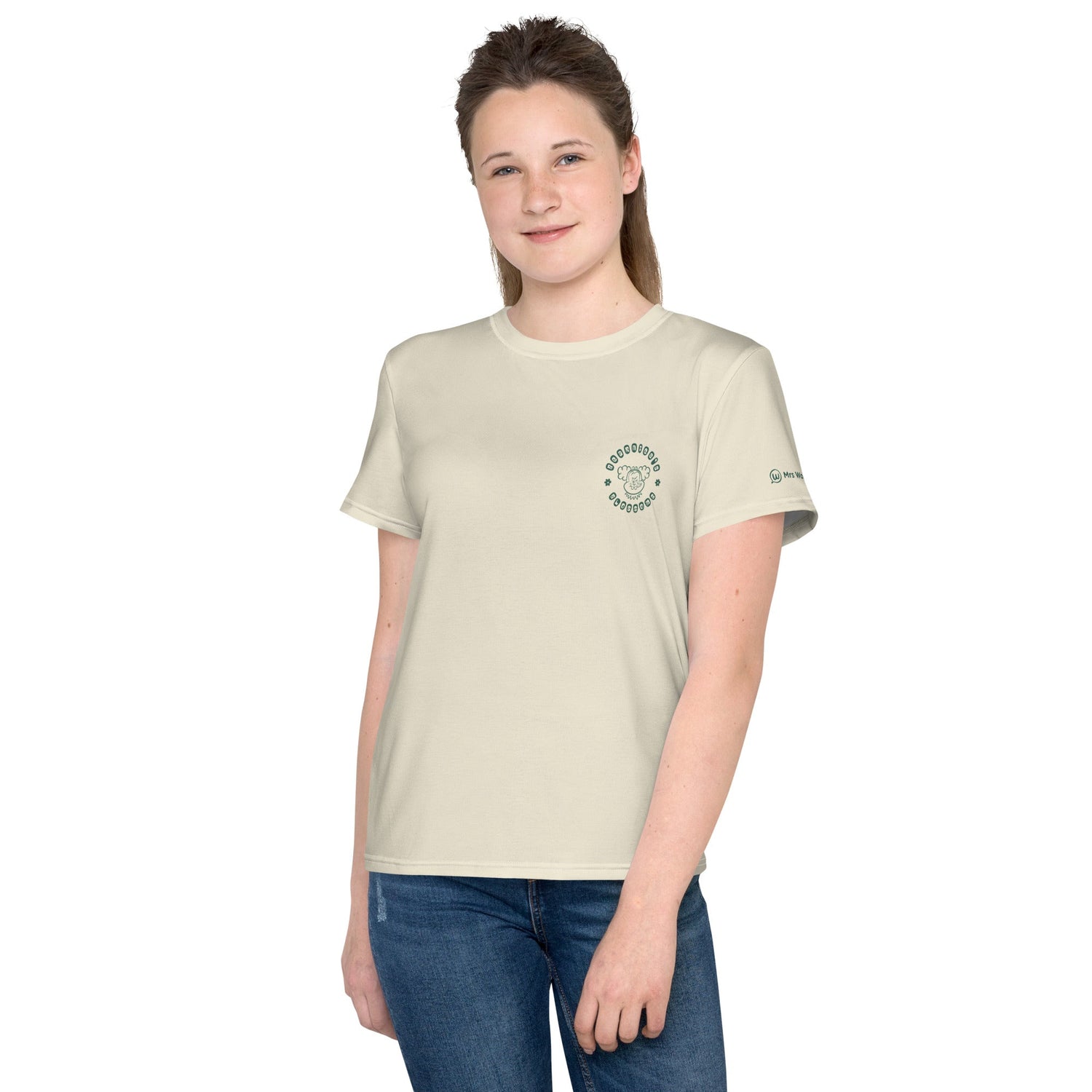 Youth white crew neck t-shirt front view